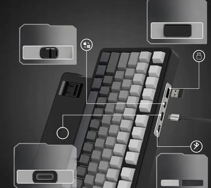 Attack Shark X85 mechaninė klaviatūra 75% RGB/tri-mode/White jade switch