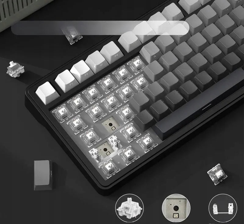 Attack Shark X85 mechaninė klaviatūra 75% RGB/tri-mode/White jade switch