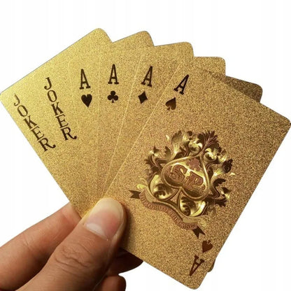 Auksinės kortos 54 vnt. žaidimų kortų rinkinys, atsparios vandeniui, pokerio kazino kokybė