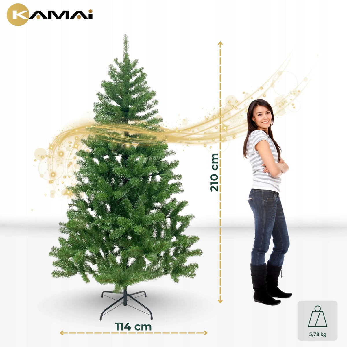 Aukšta klasikinė tanki kalėdinė eglutė, atrodanti kaip tikra, 210 cm, PREMIUM