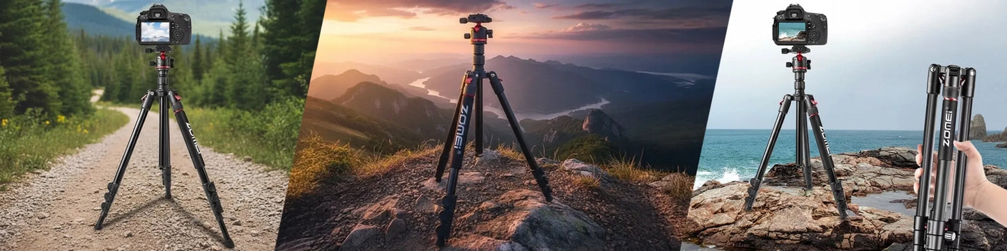 Aukštas fotografinis stovas fotoaparatui ir kamerai su 3D galvute 173 cm