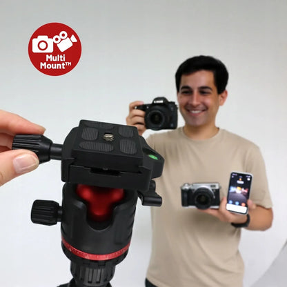 Aukštas fotografinis stovas fotoaparatui ir kamerai su 3D galvute 173 cm