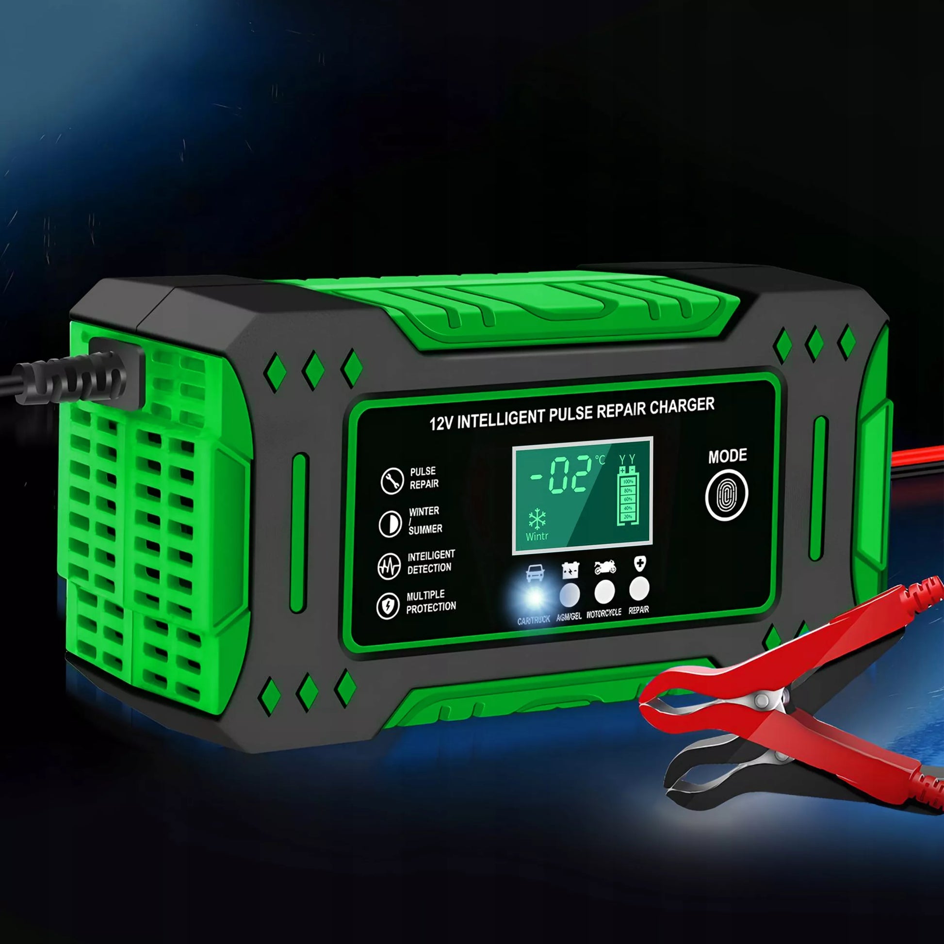 Automatinis automobilinis akumuliatorių įkroviklis su atstatymo funkcija 12V 24V