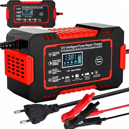 Automatinis automobilio akumuliatoriaus įkroviklis 12V 6A su remonto funkcija ir LCD ekranu