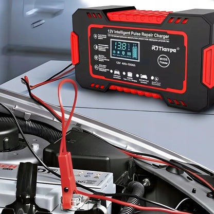 Automatinis automobilio akumuliatoriaus įkroviklis 12V 6A su remonto funkcija ir LCD ekranu