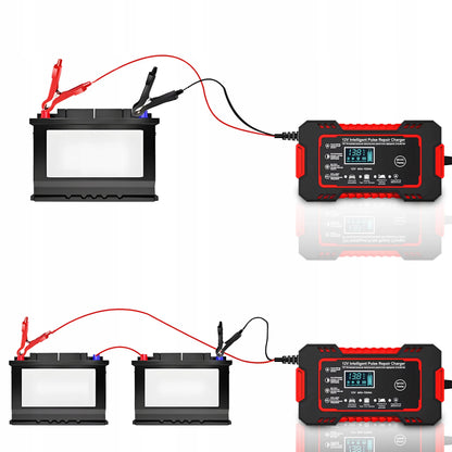 Automatinis automobilio akumuliatoriaus įkroviklis 12V 6A su remonto funkcija ir LCD ekranu