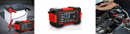 Automatinis automobilio akumuliatoriaus įkroviklis 12V 6A su remonto funkcija ir LCD ekranu