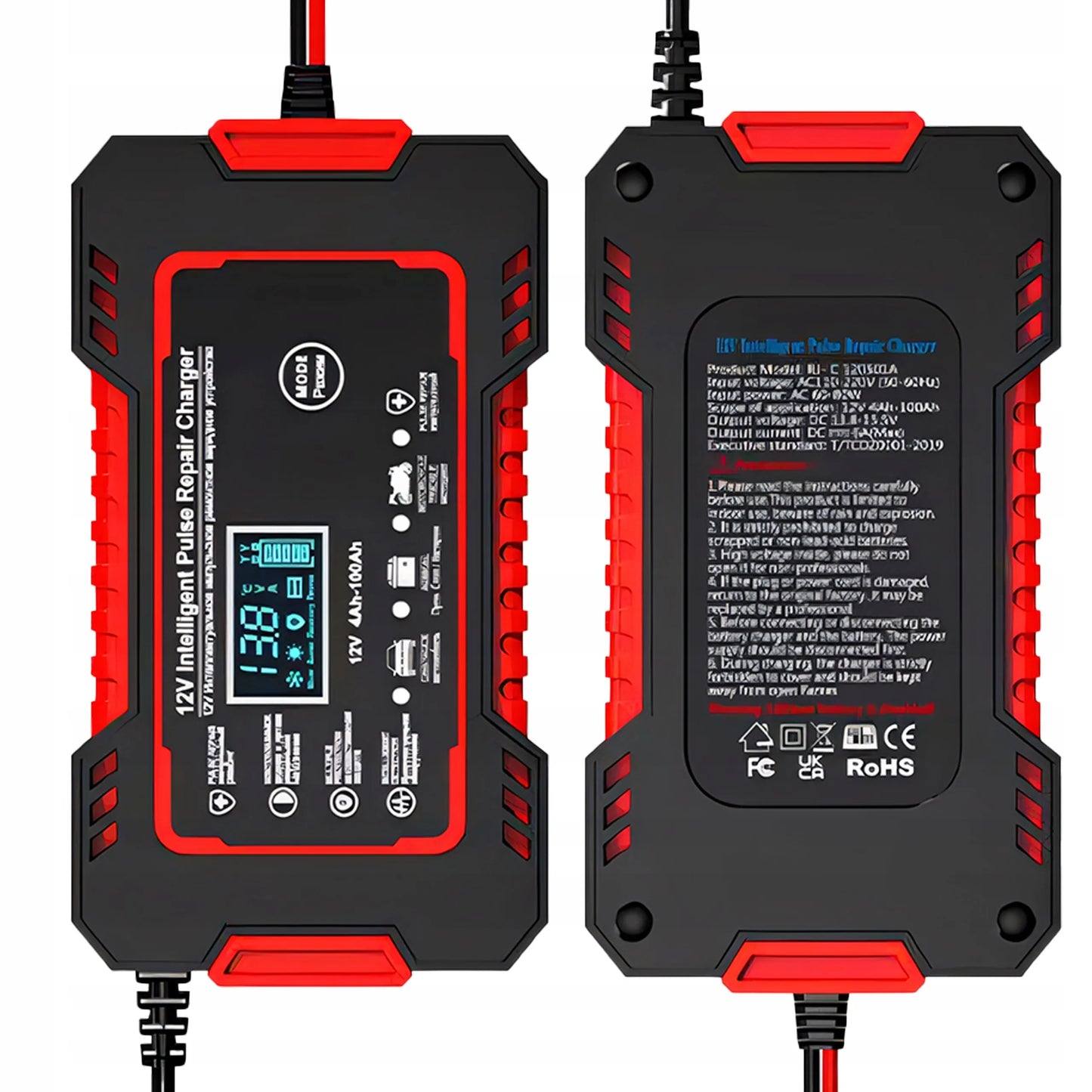 Automatinis automobilio akumuliatoriaus įkroviklis 12V 6A su remonto funkcija ir LCD ekranu