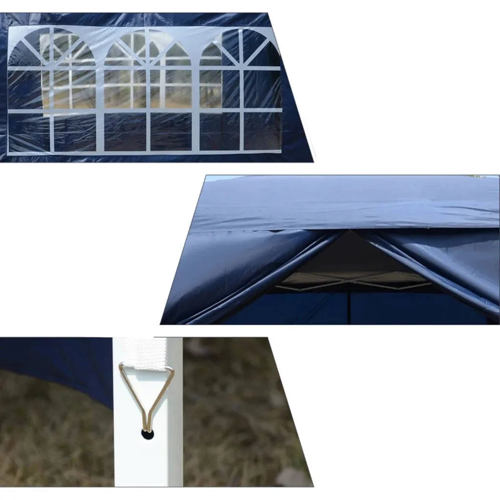Automatinis mėlynas sodo paviljonas-palapinė 3 × 3 m su 4 sienomis