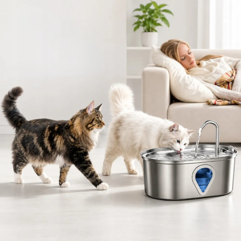 Automatinis vandens fontanėlis šunims ir katėms „Els Pet“, nerūdijančiojo plieno, su čiaupu, 3,5 l