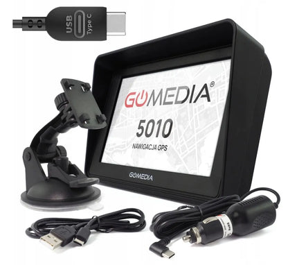Automobilinė GPS navigacija GOMEDIA 5010, 5 colių, iGO, Europos ir Lenkijos žemėlapiai, 16 GB, autobusams ir sunkvežimiams