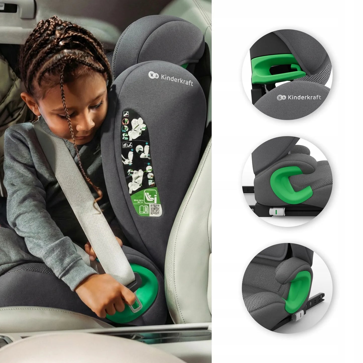 Automobilinė kėdutė 100-150 cm 15-36 kg i-Size ISOFIX Kinderkraft JUNIOR FIX 2 PLUS