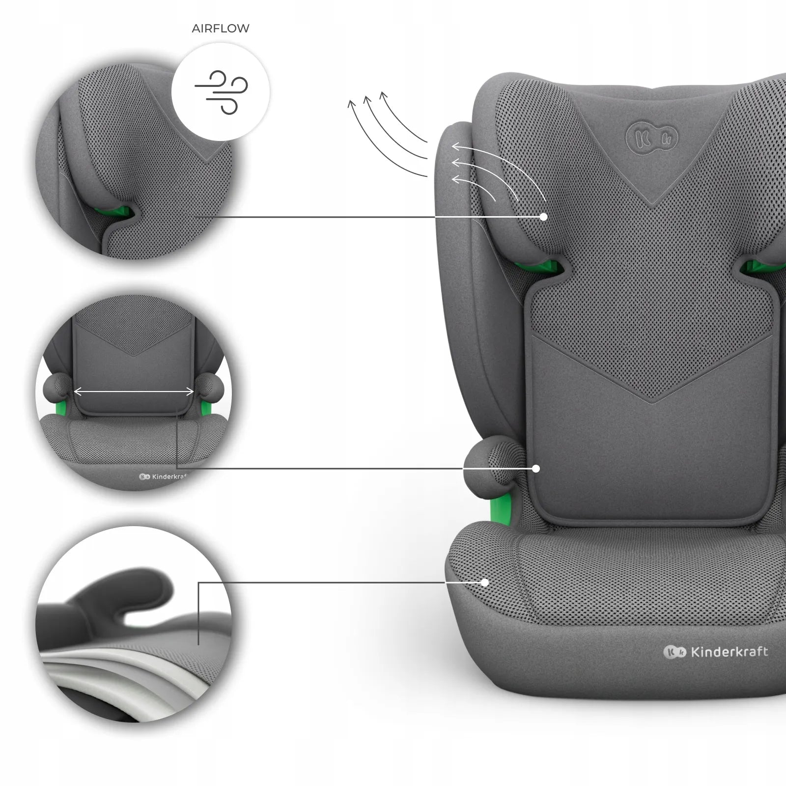 Automobilinė kėdutė 100-150 cm 15-36 kg i-Size ISOFIX Kinderkraft JUNIOR FIX 2 PLUS