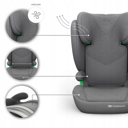 Automobilinė kėdutė 100-150 cm 15-36 kg i-Size ISOFIX Kinderkraft JUNIOR FIX 2 PLUS