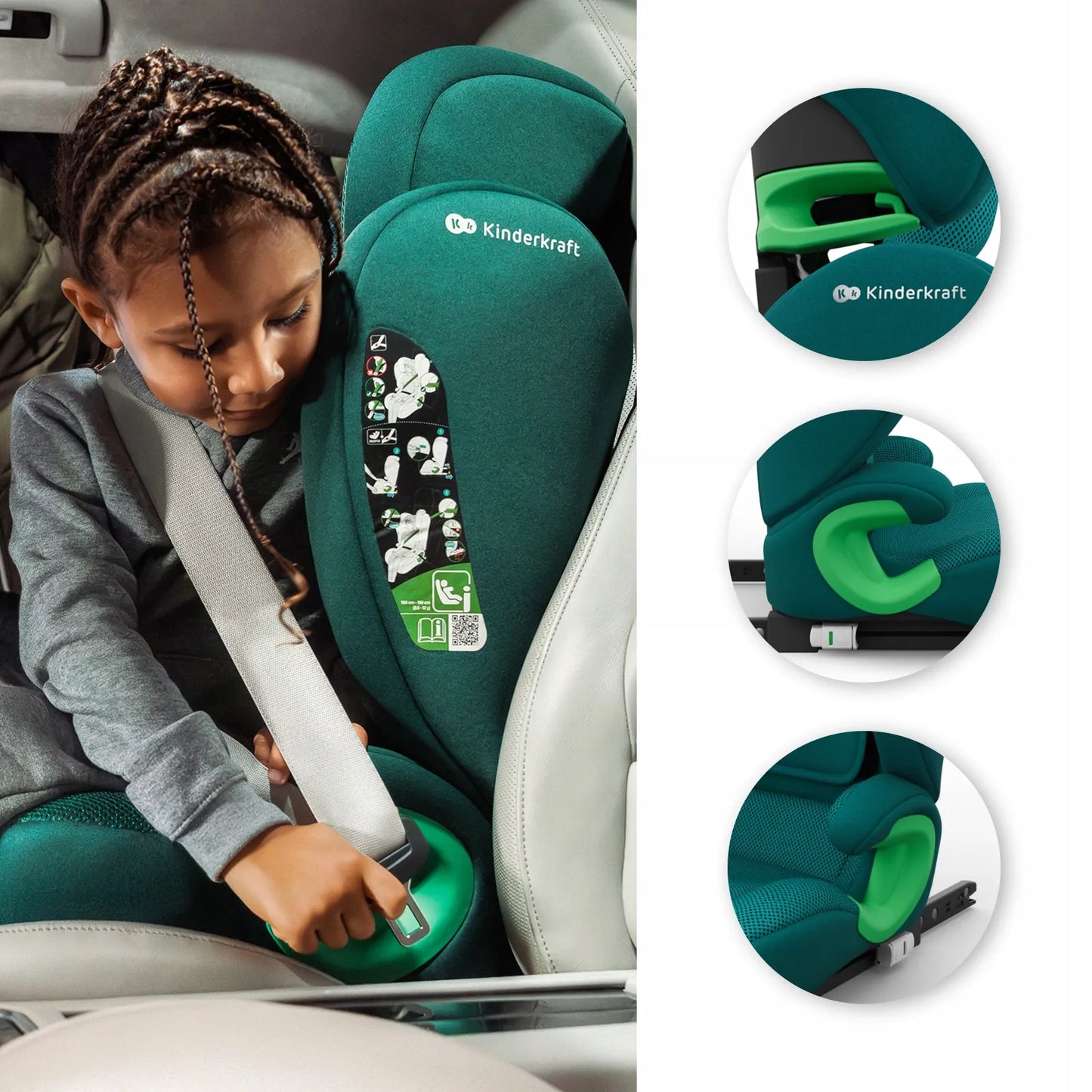 Automobilinė kėdutė 100-150 cm 15-36 kg i-Size ISOFIX Kinderkraft JUNIOR FIX