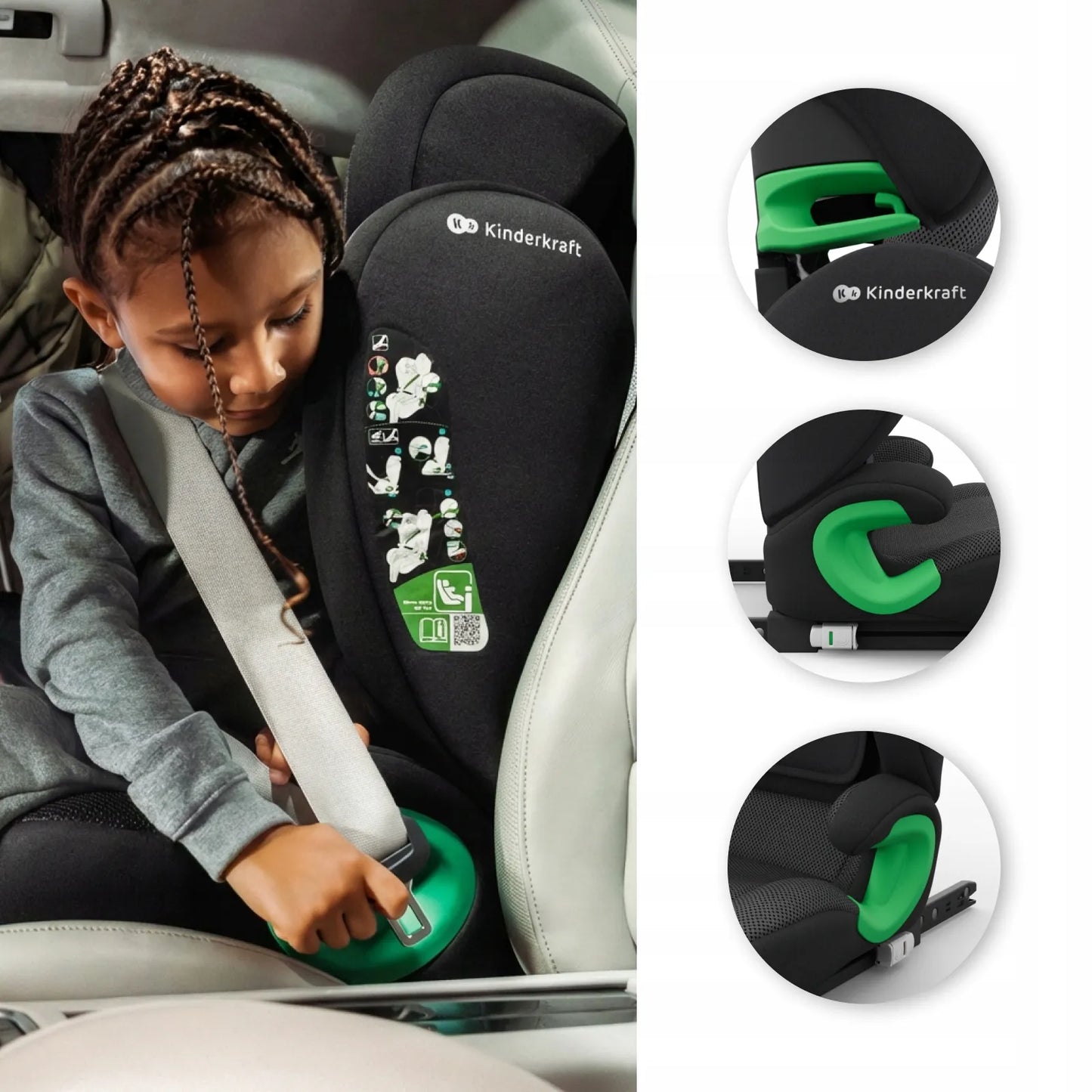 Automobilinė kėdutė 100-150cm 15-36kg i-Size ISOFIX Kinderkraft JUNIOR FIX