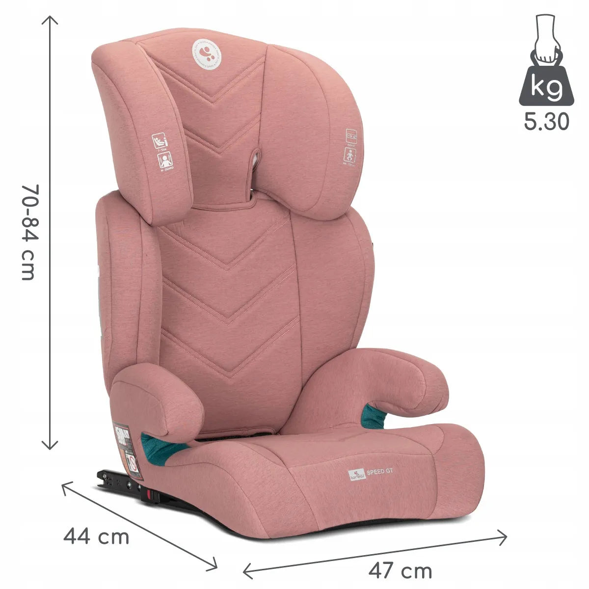 Automobilinė kėdutė 15-36 kg, ISOFIX, i-Size, Lorelli Speed GT, 100-150 cm, rožinė