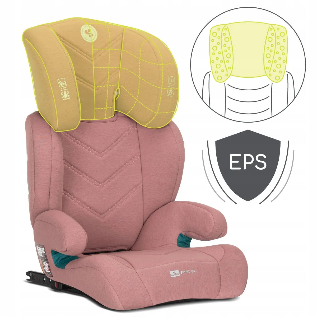 Automobilinė kėdutė 15-36 kg, ISOFIX, i-Size, Lorelli Speed GT, 100-150 cm, rožinė