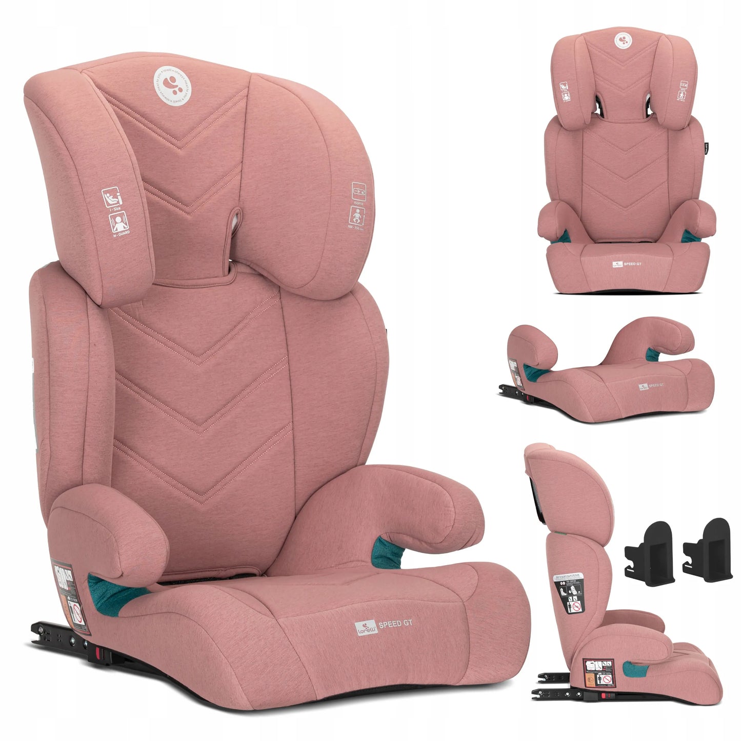 Automobilinė kėdutė 15-36 kg, ISOFIX, i-Size, Lorelli Speed GT, 100-150 cm, rožinė