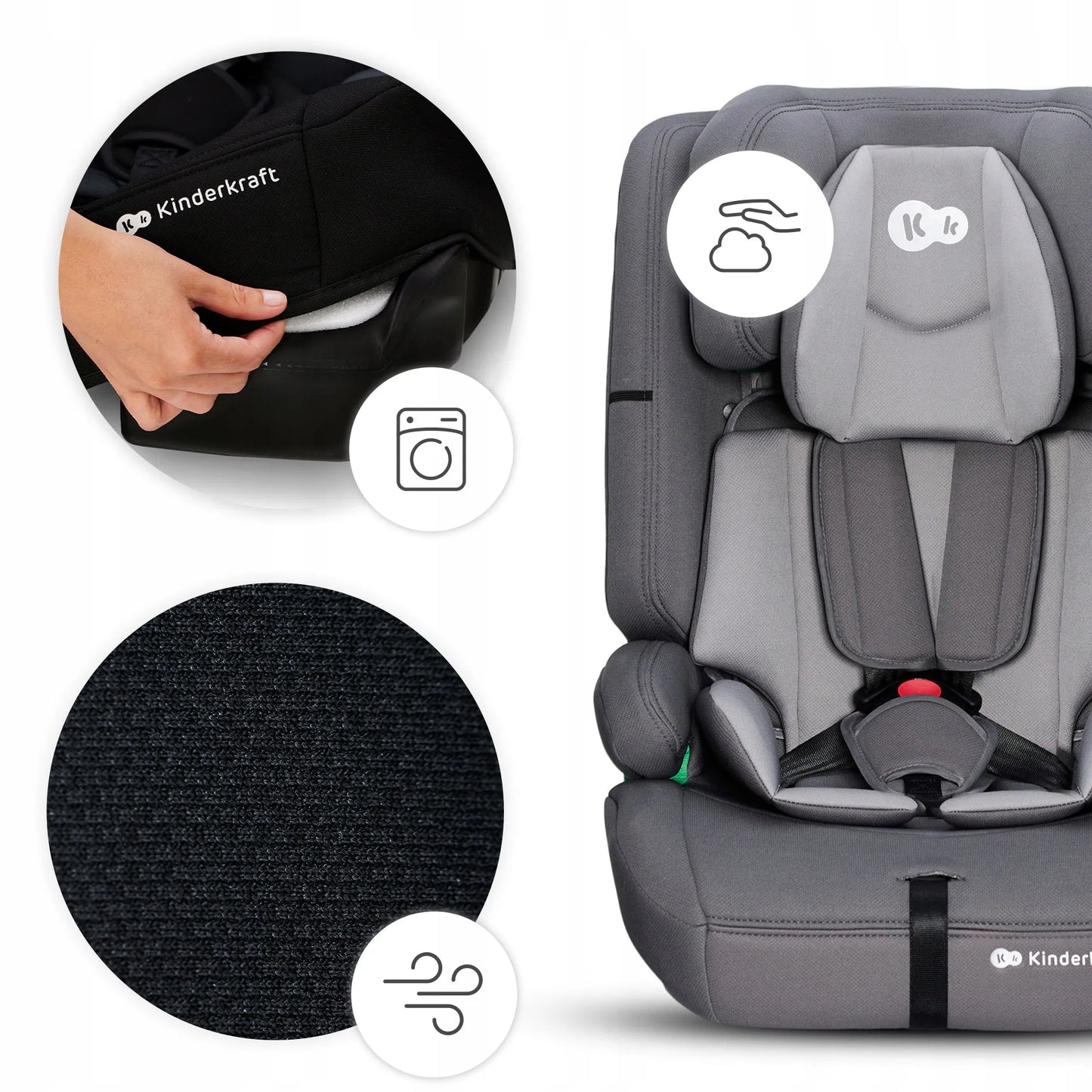 Automobilinė kėdutė 76-150 cm 9-36 kg i-Size ISOFIX Kinderkraft SAFETY FIX 2