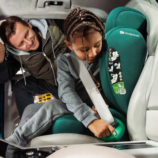Automobilinė kėdutė Kinderkraft JUNIOR FIX 2 PLUS i-Size 100-150 cm su organizatoriumi