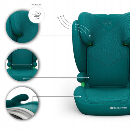 Automobilinė kėdutė Kinderkraft JUNIOR FIX 2 PLUS i-Size 100-150 cm su organizatoriumi