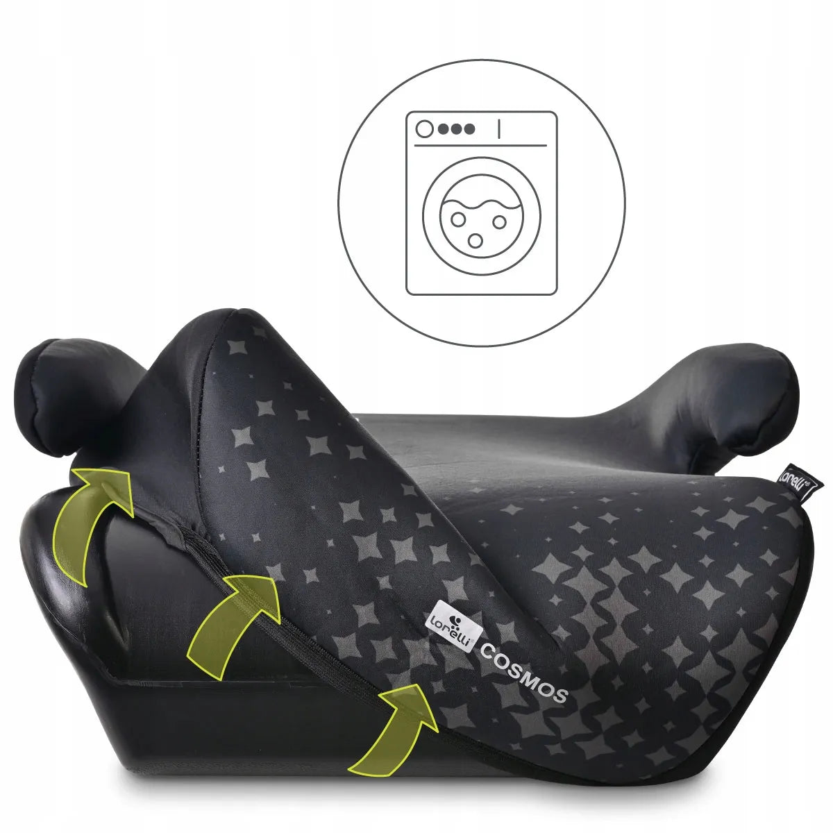 Automobilinė kėdutė-paaukštinimas Lorelli COSMOS, ISOFIX, i-Size, 125-150 cm, žalia