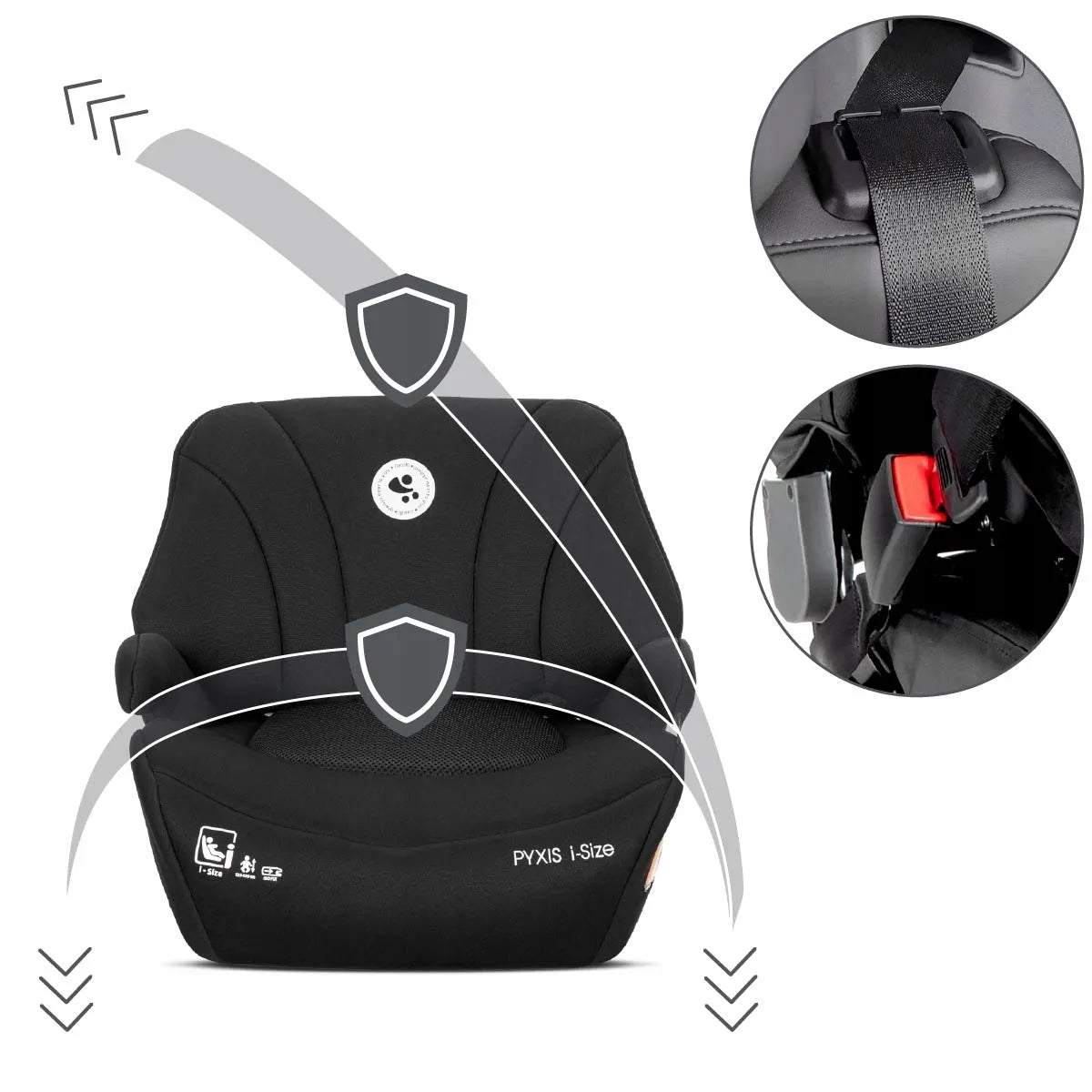 Automobilinė kėdutė-paaukštinimas Lorelli Pyxis, i-Size 125–150 cm, ISOFIX, 2-in-1