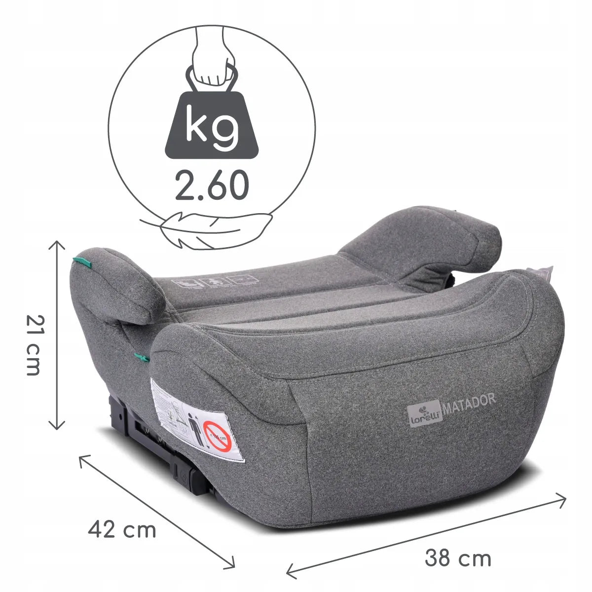Automobilinė sėdynė-paaukštinimas Lorelli MATADOR ISOFIX i-Size, pilka