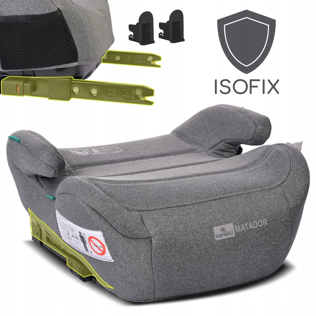 Automobilinė sėdynė-paaukštinimas Lorelli MATADOR ISOFIX i-Size, pilka