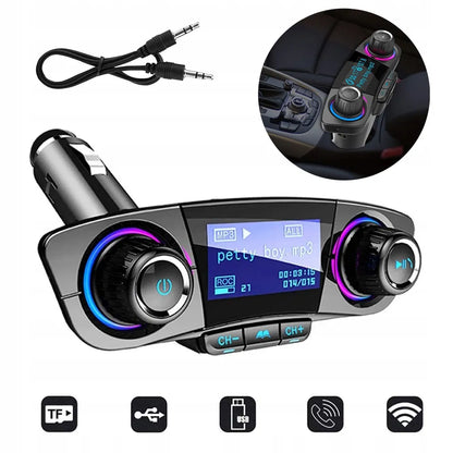 Automobilinis Bluetooth FM siųstuvas adapteris su 2USB įkrovikliu