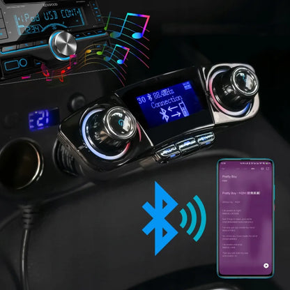 Automobilinis Bluetooth FM siųstuvas adapteris su 2USB įkrovikliu