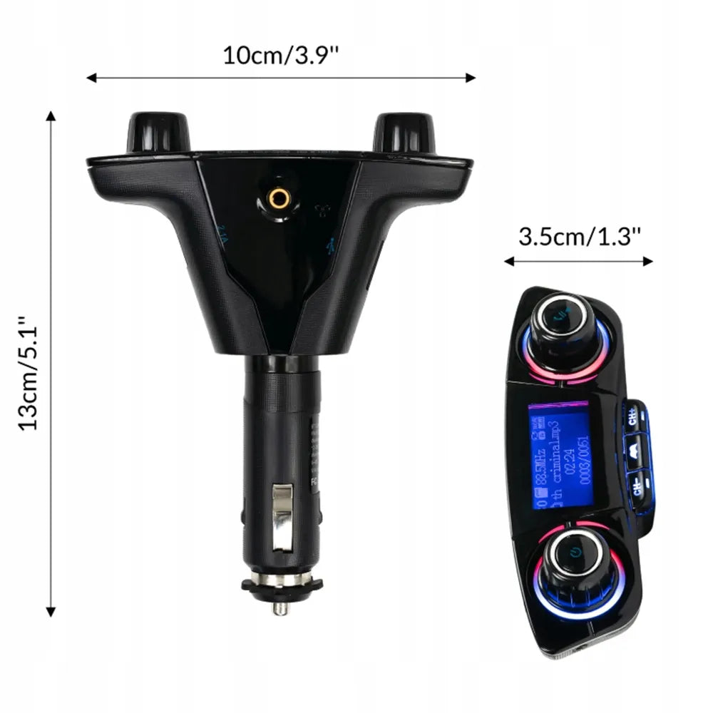 Automobilinis Bluetooth FM siųstuvas adapteris su 2USB įkrovikliu