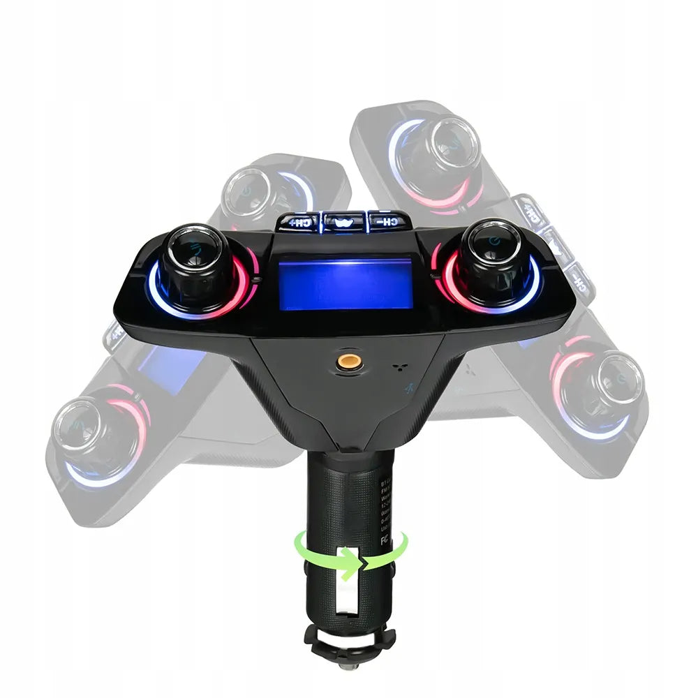Automobilinis „Bluetooth FM“ siųstuvas, „AUX“, „BT“ įkroviklis su „USB“ ir voltmetru