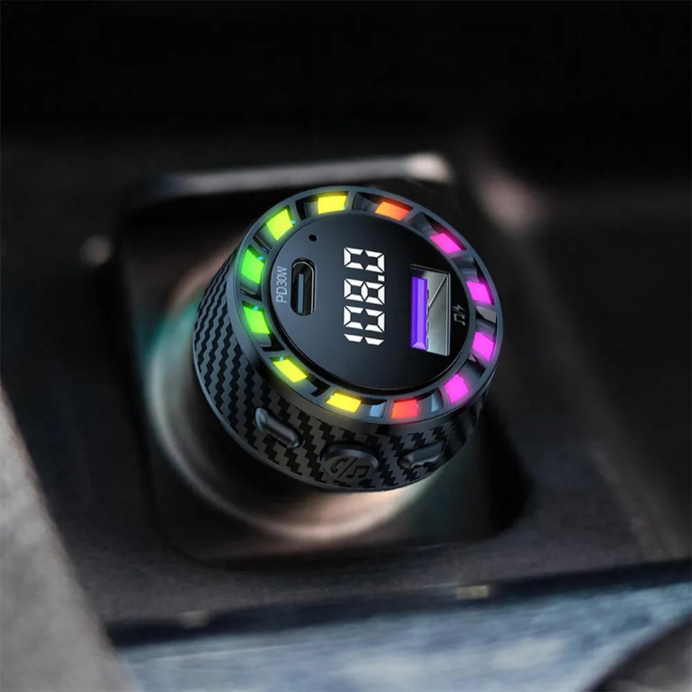 Automobilinis „Bluetooth“ FM siųstuvas, MP3 grotuvas, USB-C