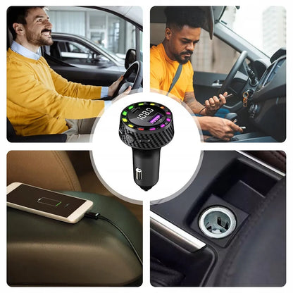 Automobilinis „Bluetooth“ FM siųstuvas, MP3 grotuvas, USB-C