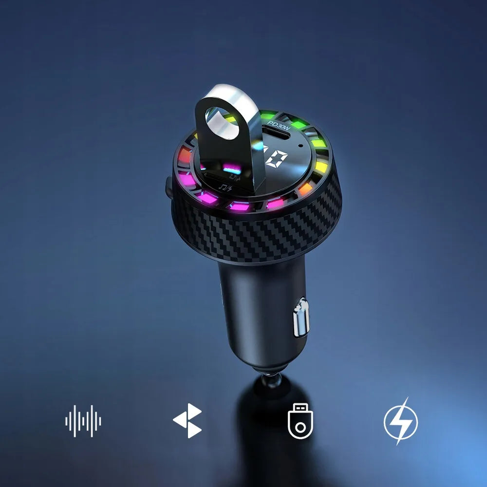 Automobilinis „Bluetooth“ FM siųstuvas, MP3 grotuvas, USB-C