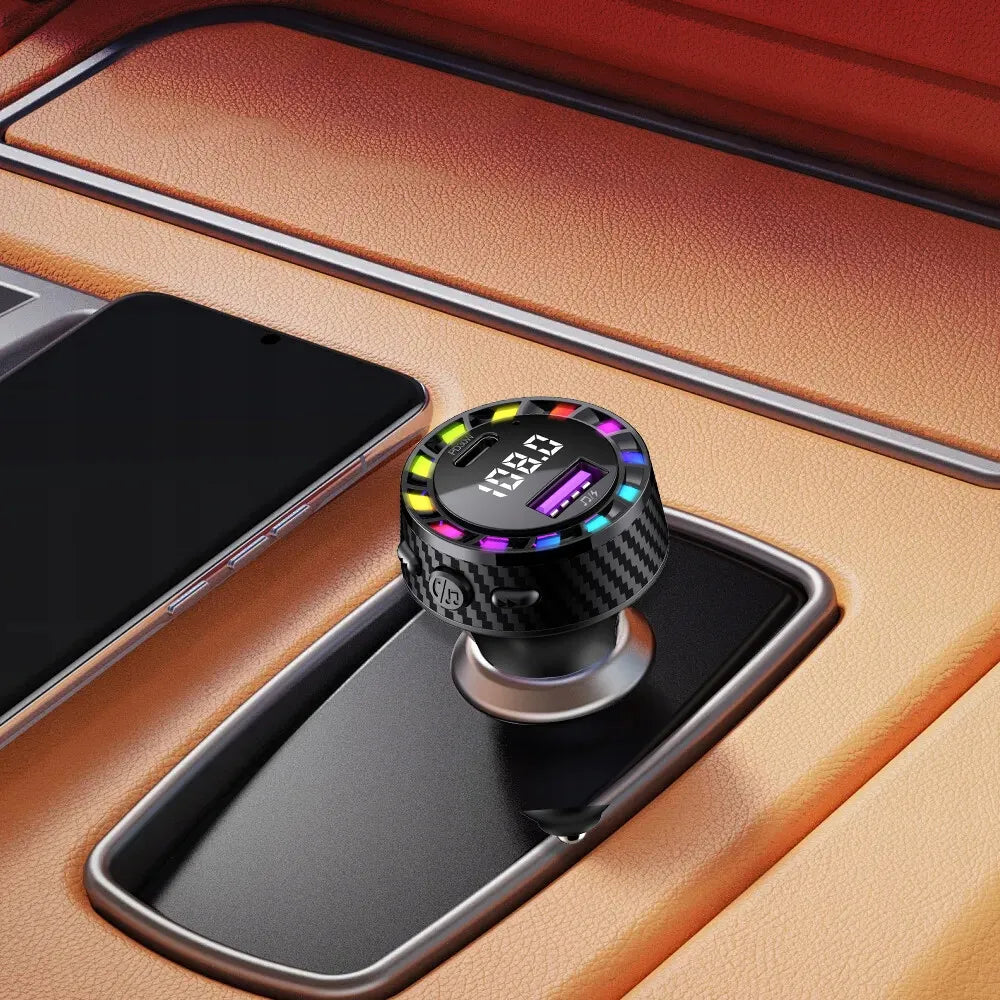 Automobilinis FM Bluetooth siųstuvas, MP3 grotuvas, USB tipo C