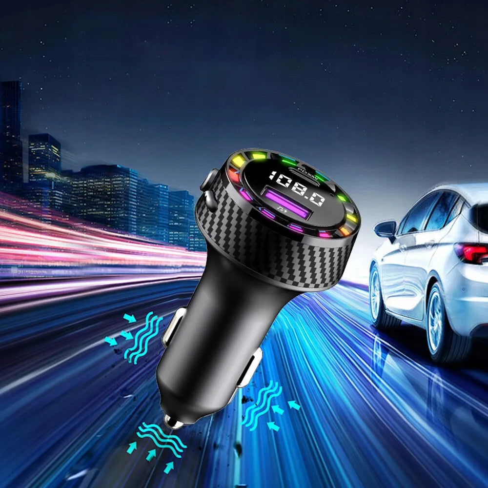 Automobilinis FM Bluetooth siųstuvas, MP3 grotuvas, USB tipo C