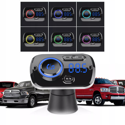 Automobilinis FM Bluetooth siųstuvas su 2X greitojo įkrovimo USB-C jungtimis, AUX ir skambučių funkcija