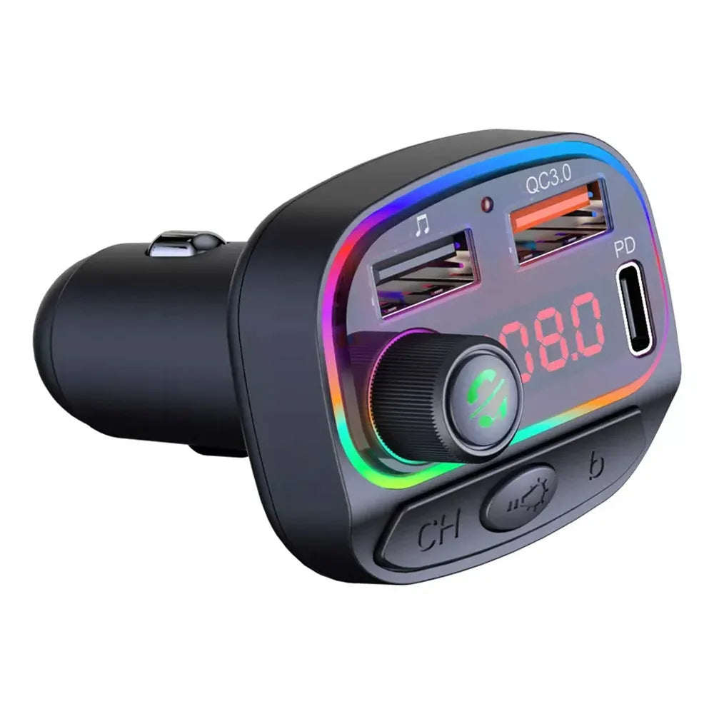 Automobilinis FM moduliatorius POWERON Transmiter FM C14 su Bluetooth, USB ir 3x USB krovikliu