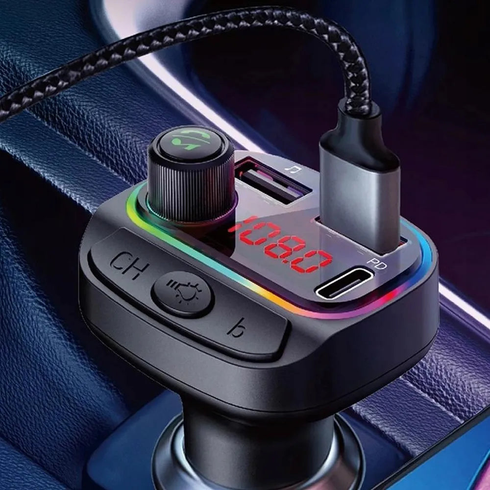 Automobilinis FM moduliatorius POWERON Transmiter FM C14 su Bluetooth, USB ir 3x USB krovikliu