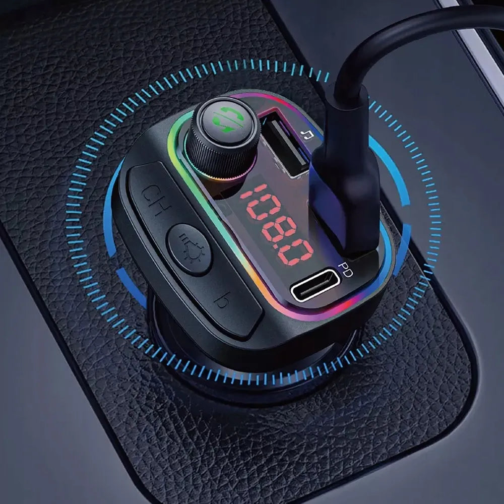 Automobilinis FM moduliatorius POWERON Transmiter FM C14 su Bluetooth, USB ir 3x USB krovikliu