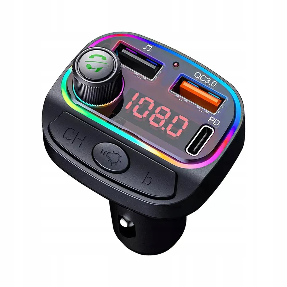 Automobilinis FM moduliatorius POWERON Transmiter FM C14 su Bluetooth, USB ir 3x USB krovikliu