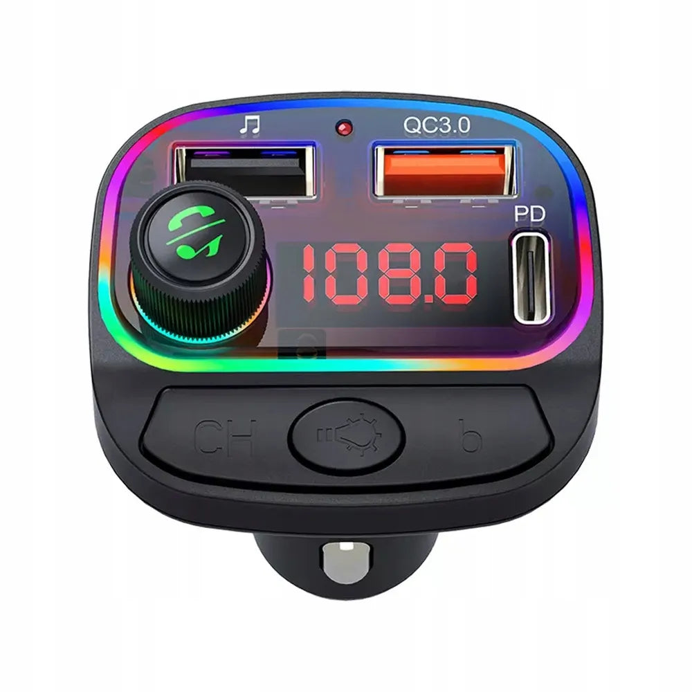 Automobilinis FM moduliatorius POWERON Transmiter FM C14 su Bluetooth, USB ir 3x USB krovikliu