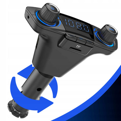 Automobilinis FM siųstuvas „Bluetooth 5.0“ su 2x USB įkrovikliu 8-viename su lanksčia jungtimi