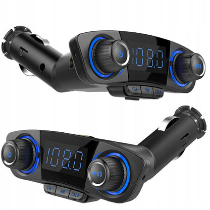 Automobilinis FM siųstuvas „Bluetooth 5.0“ su 2x USB įkrovikliu 8-viename su lanksčia jungtimi
