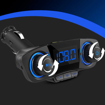 Automobilinis FM siųstuvas „Bluetooth 5.0“ su 2x USB įkrovikliu 8-viename su lanksčia jungtimi