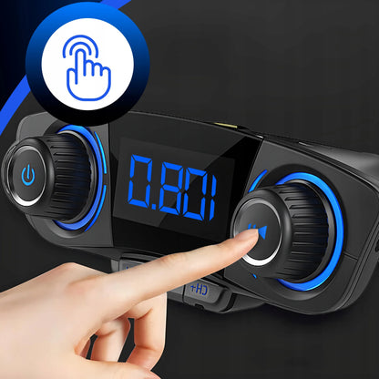 Automobilinis FM siųstuvas „Bluetooth 5.0“ su 2x USB įkrovikliu 8-viename su lanksčia jungtimi