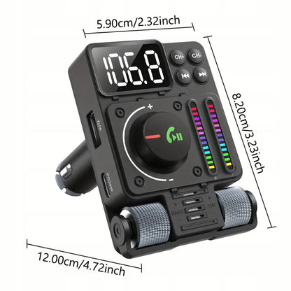 Automobilinis FM siųstuvas Bluetooth 5.3 PD 30W kroviklis